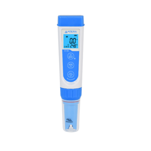 Apera EC60 pocket conductivity meter with backlit LCD display